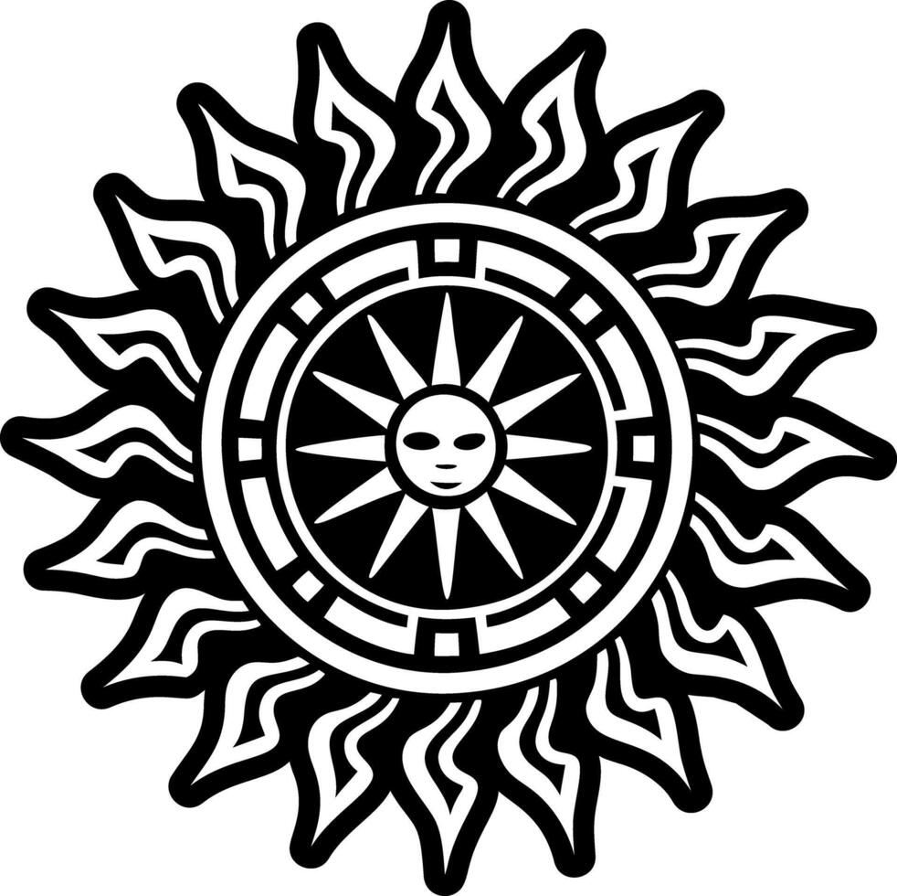A solid style icon of ancient sun symbol vector