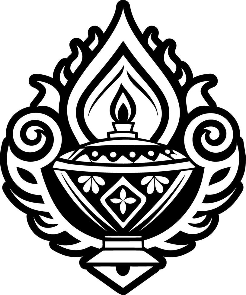 A solid style icon of sacred lamp tattoo vector