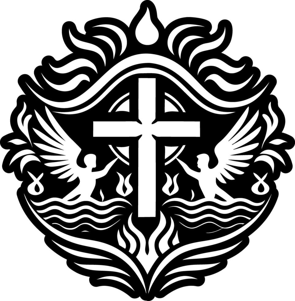 A filled style icon of baptism ritual tattoo vector