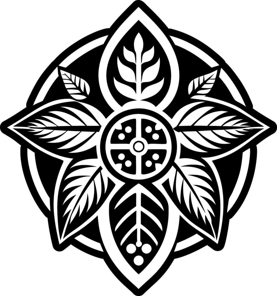 A filled style icon of oca leaf tattoo vector