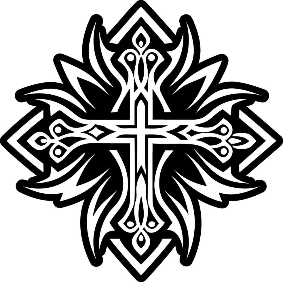 A filled style icon of crucifix tattoo vector
