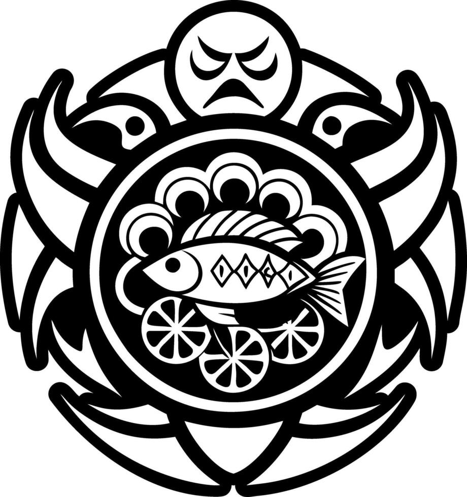 A filled style icon of peru fish symbol vector
