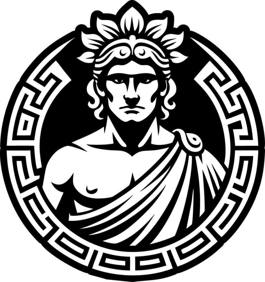 The greek god of war in a circular design vector