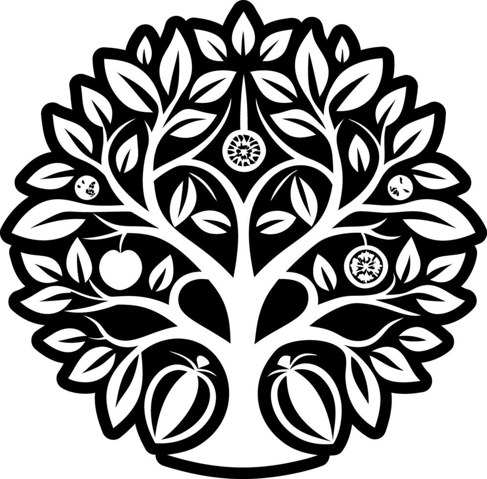 A solid style icon of sacred tree tattoo vector