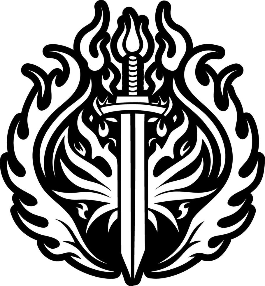A filled style icon of flaming sword symbol vector