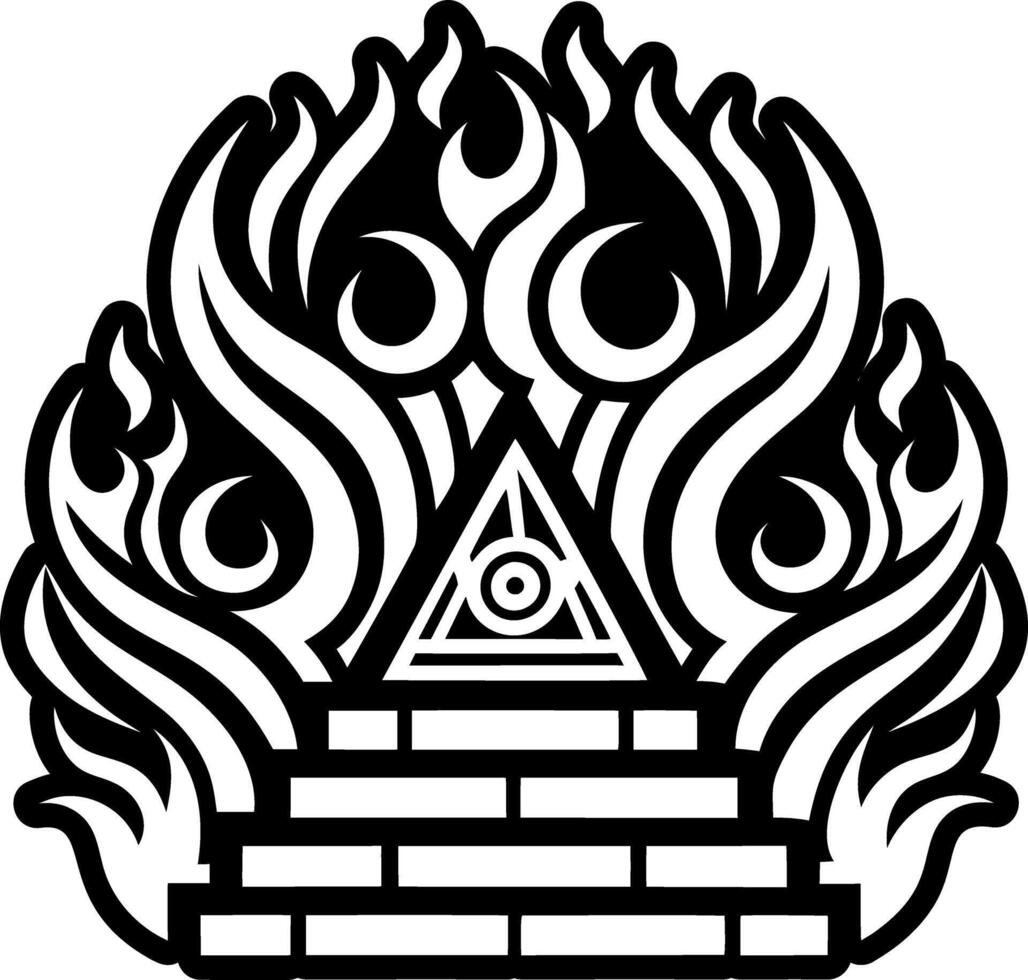 A filled style icon of fiery furnace tattoo vector