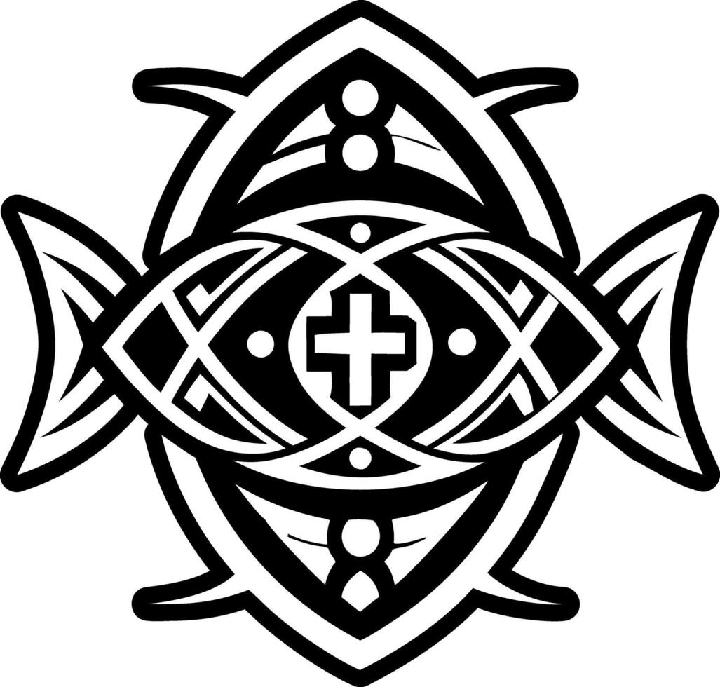 A filled style icon of jesus fish tattoo vector