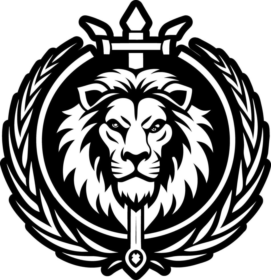 A solid style icon of lion symbol tattoo vector