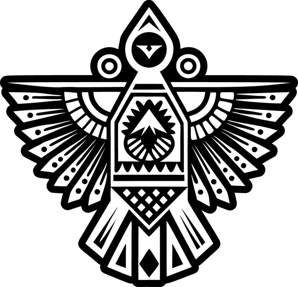 A black and white tribal bird with a tribal design vector
