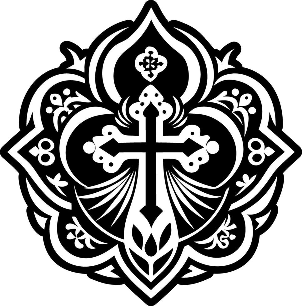 A solid style icon of orthodox symbol tattoo vector