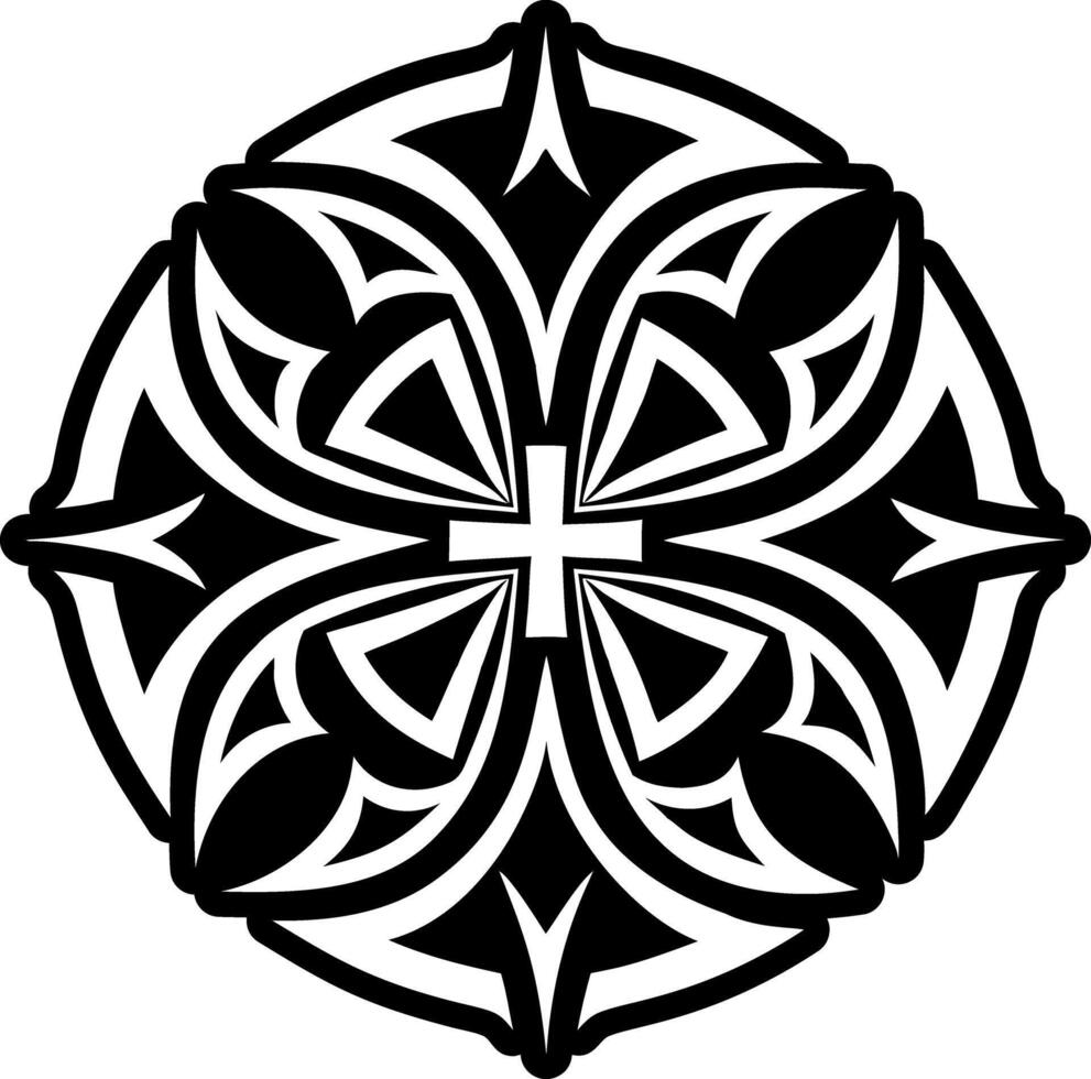 A solid style icon of orthodox cross symbol vector