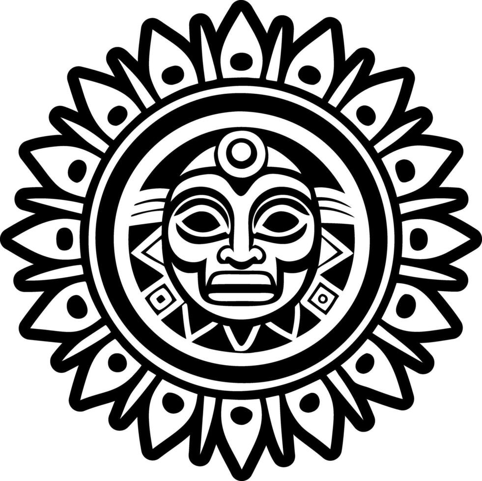A solid style icon of inca sunstone tattoo vector