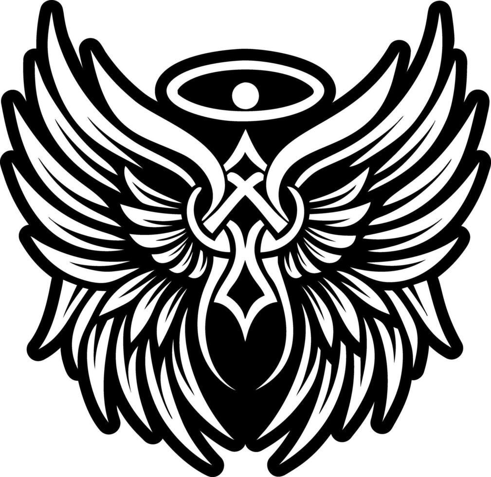 A filled style icon of wings symbol tattoo vector