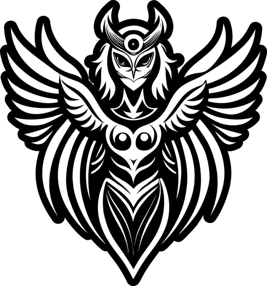 A glyph style icon of harpy tattoo vector