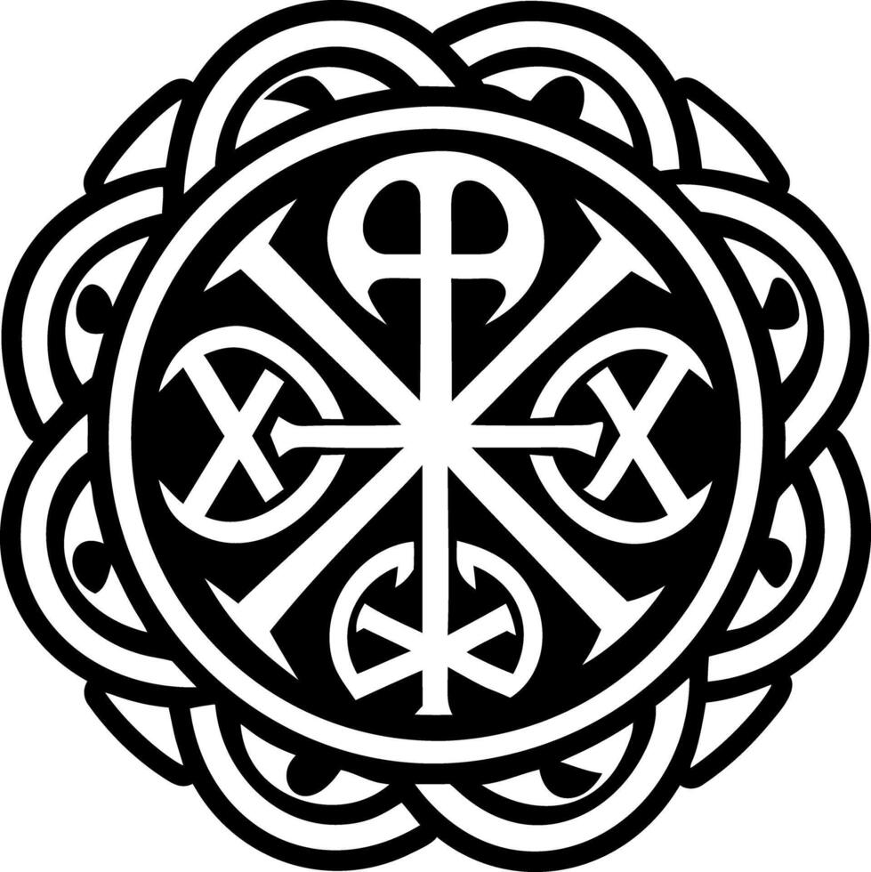 A filled style icon of chi rho tattoo vector