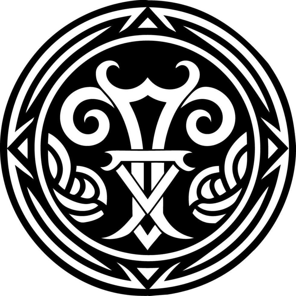 A solid style icon of janus symbol vector