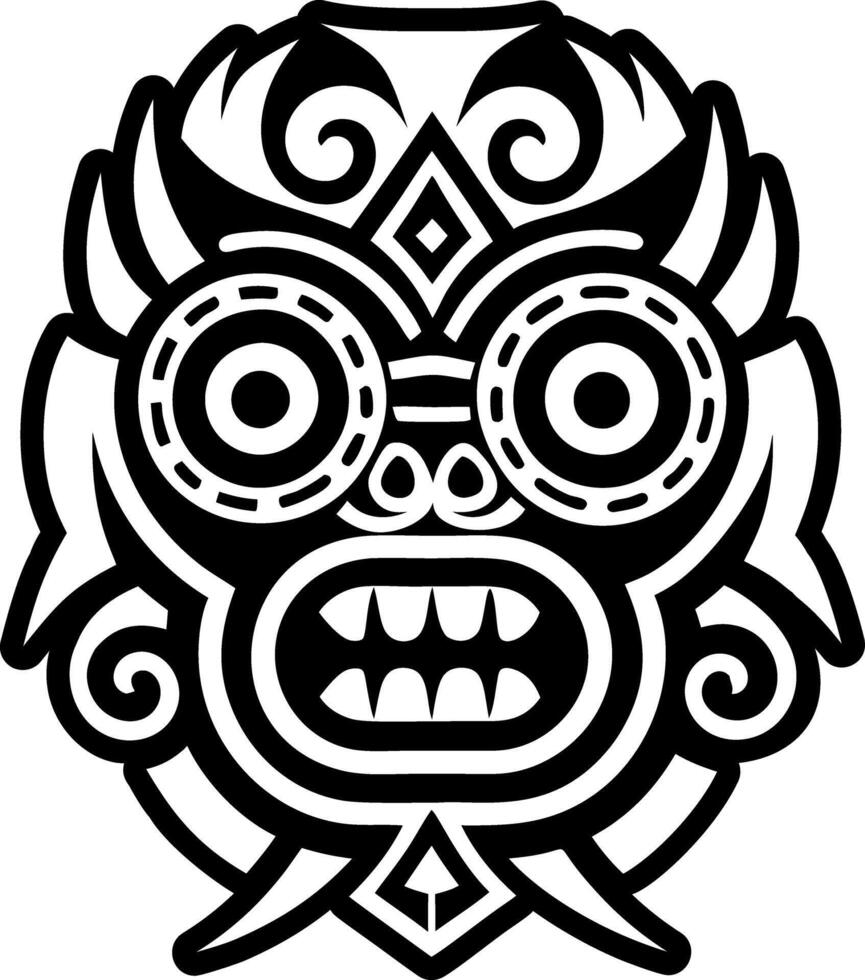A solid style icon of tribal mask tattoo vector