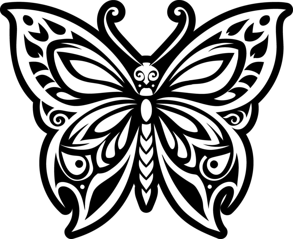 Butterfly tattoo design with tribal patterns vector