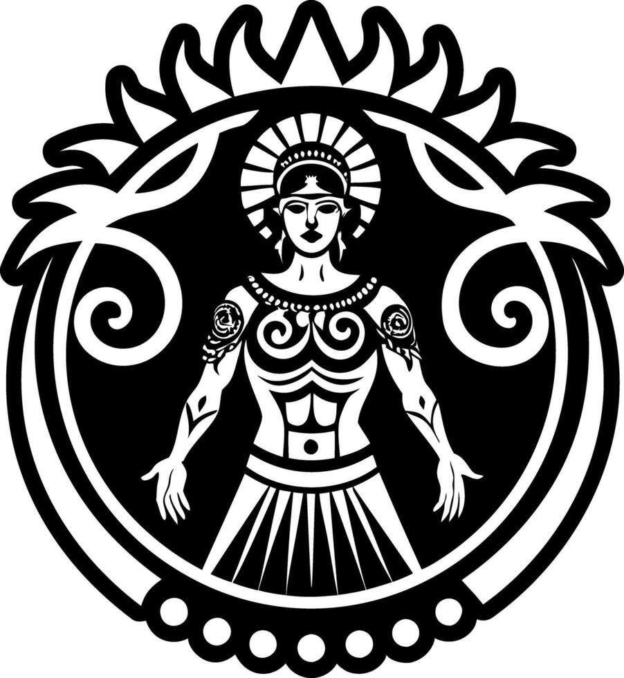 A filled style icon of roman goddess tattoo vector