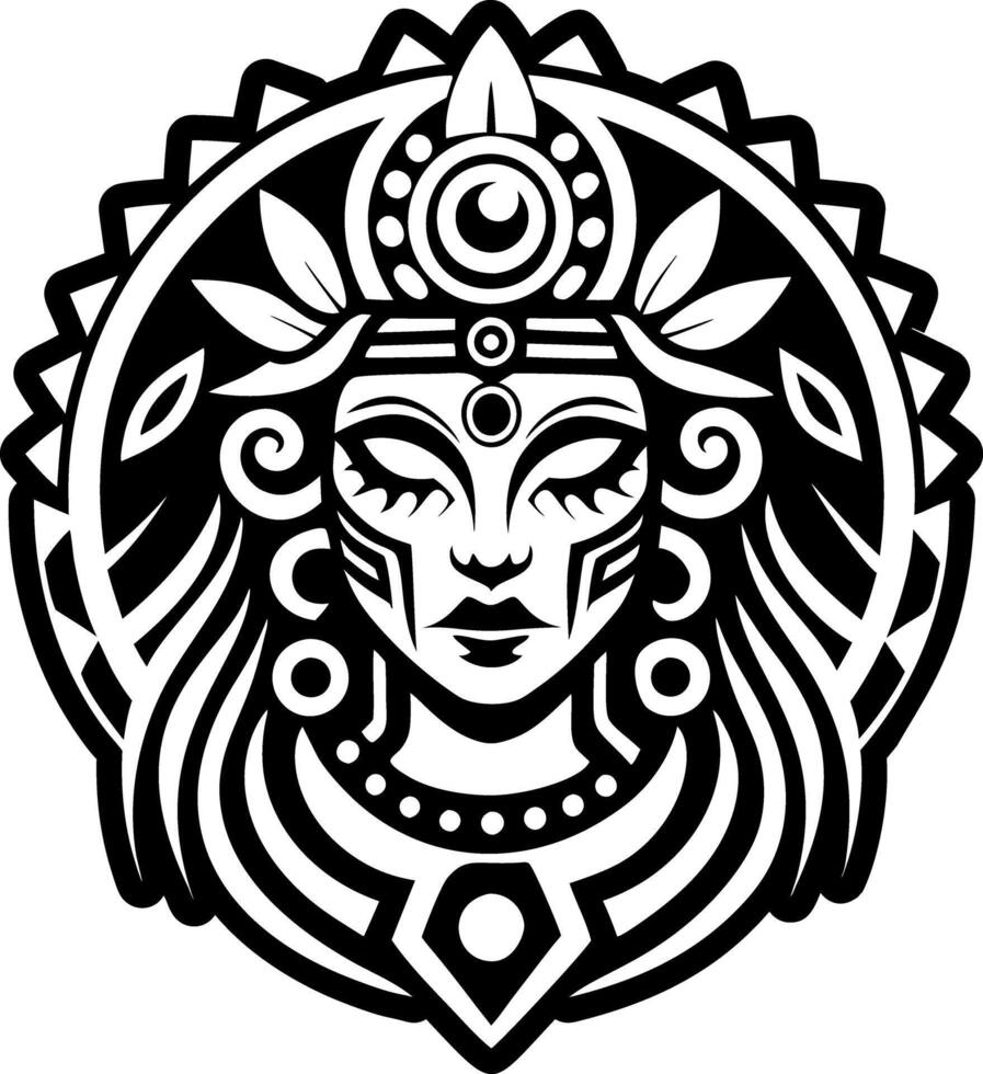 A glyph style icon of pachamama mother tattoo vector