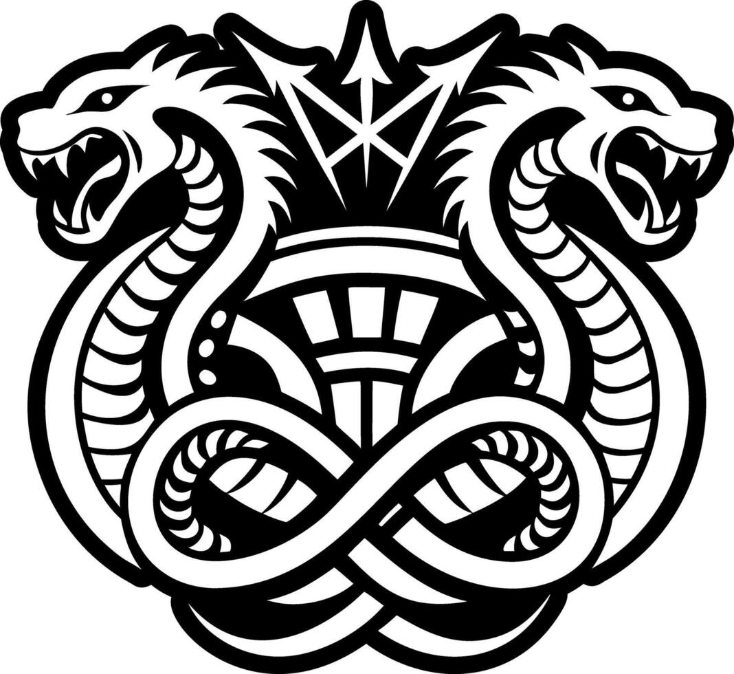 A glyph style icon of hydra battle symbol vector
