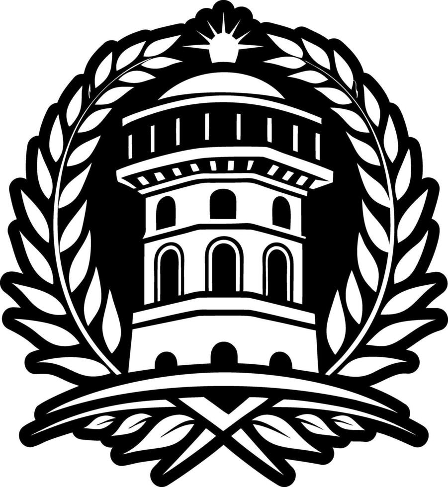 A solid style icon of ancient tower symbol vector