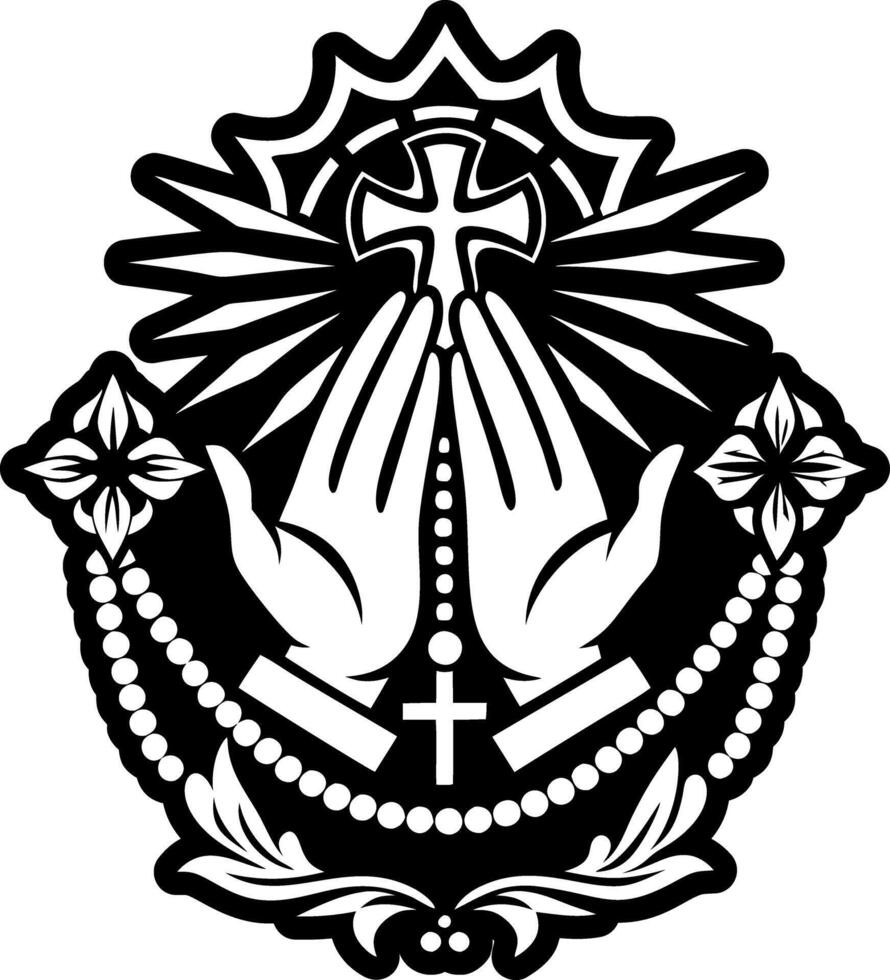 A solid style icon of praying hands tattoo vector