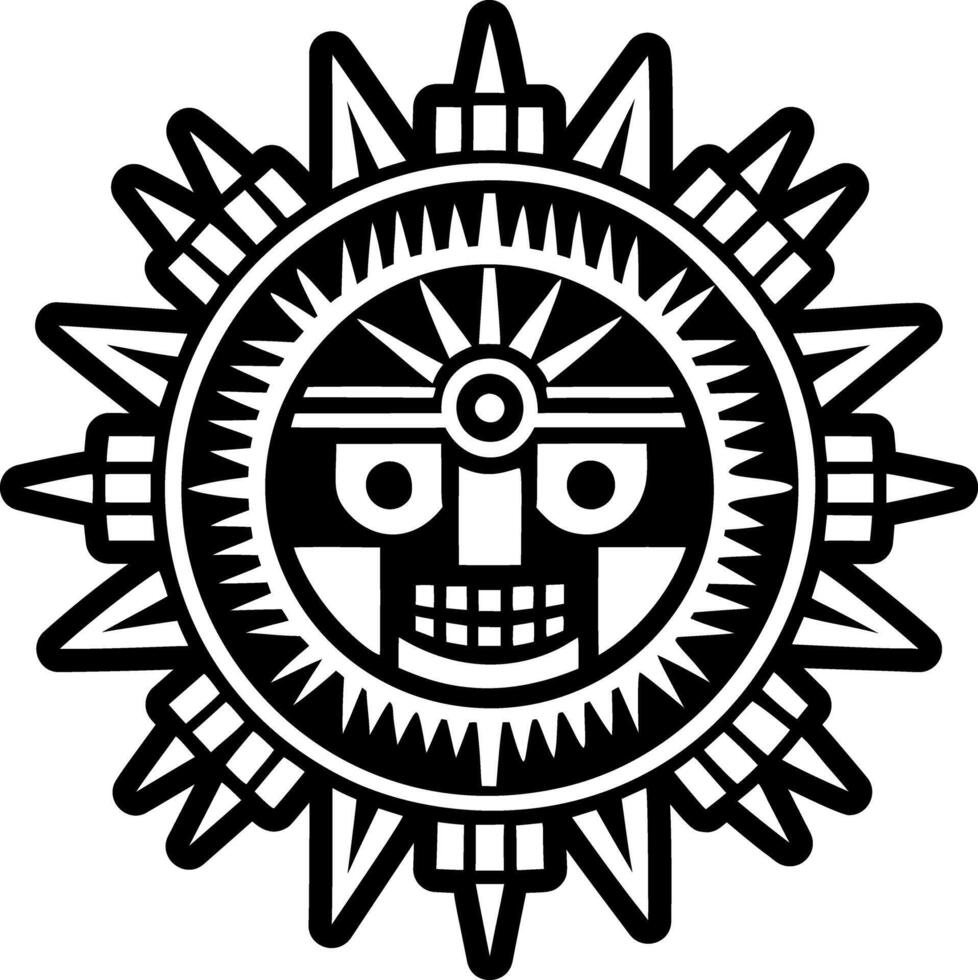 A filled style icon of sun kachina tattoo vector