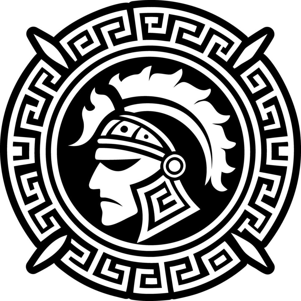 A solid style icon of greek warrior symbol vector