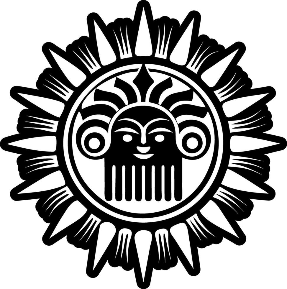 A glyph style icon of tribal sun symbol vector