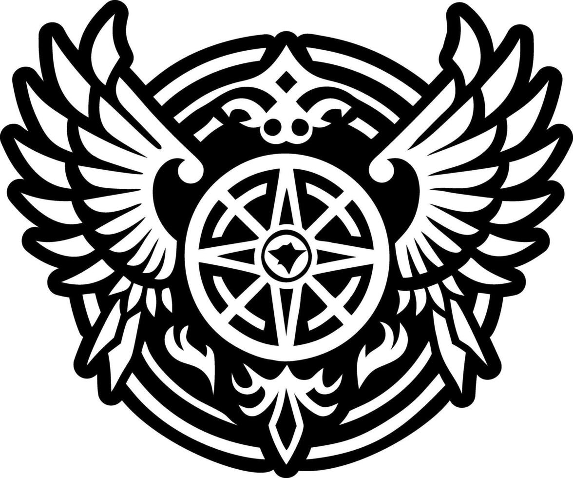A solid style icon of wings tattoo vector