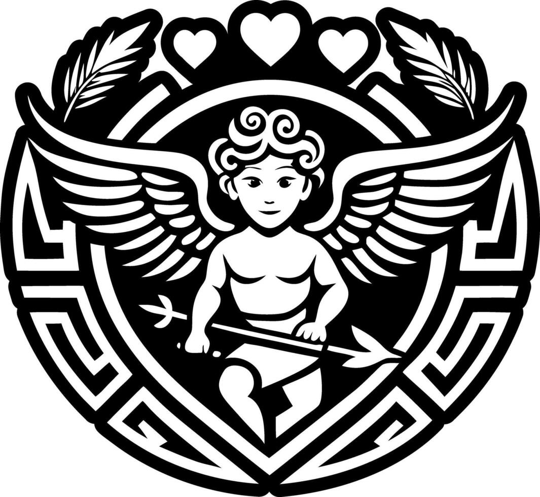 A filled style icon of cupid symbol tattoo vector