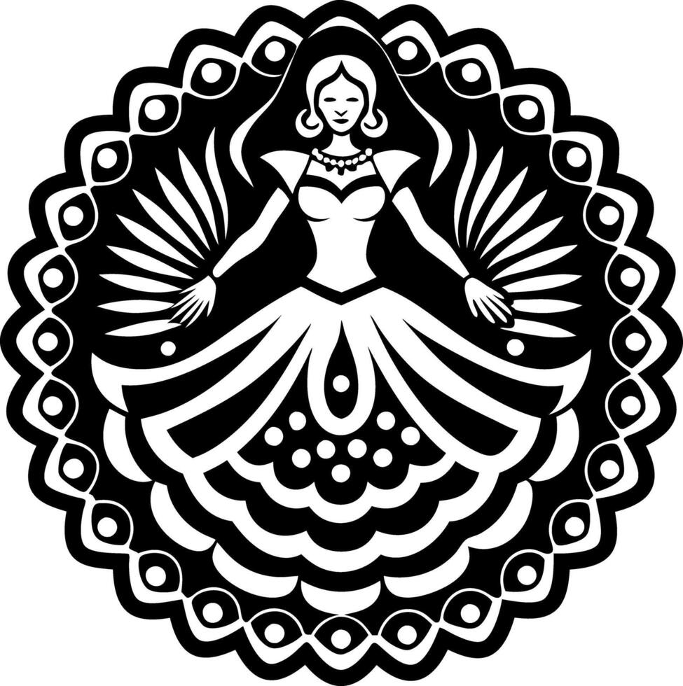 A glyph style icon of flamenco woman tattoo vector