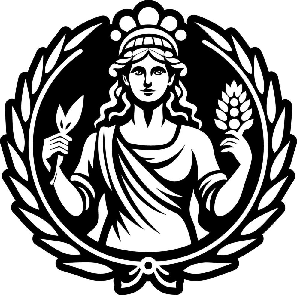 A solid style icon of ceres goddess tattoo vector