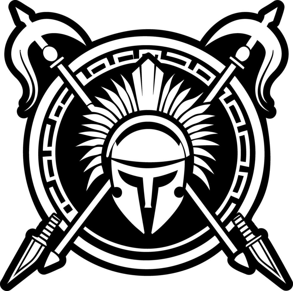 A filled style icon of spear helmet tattoo vector