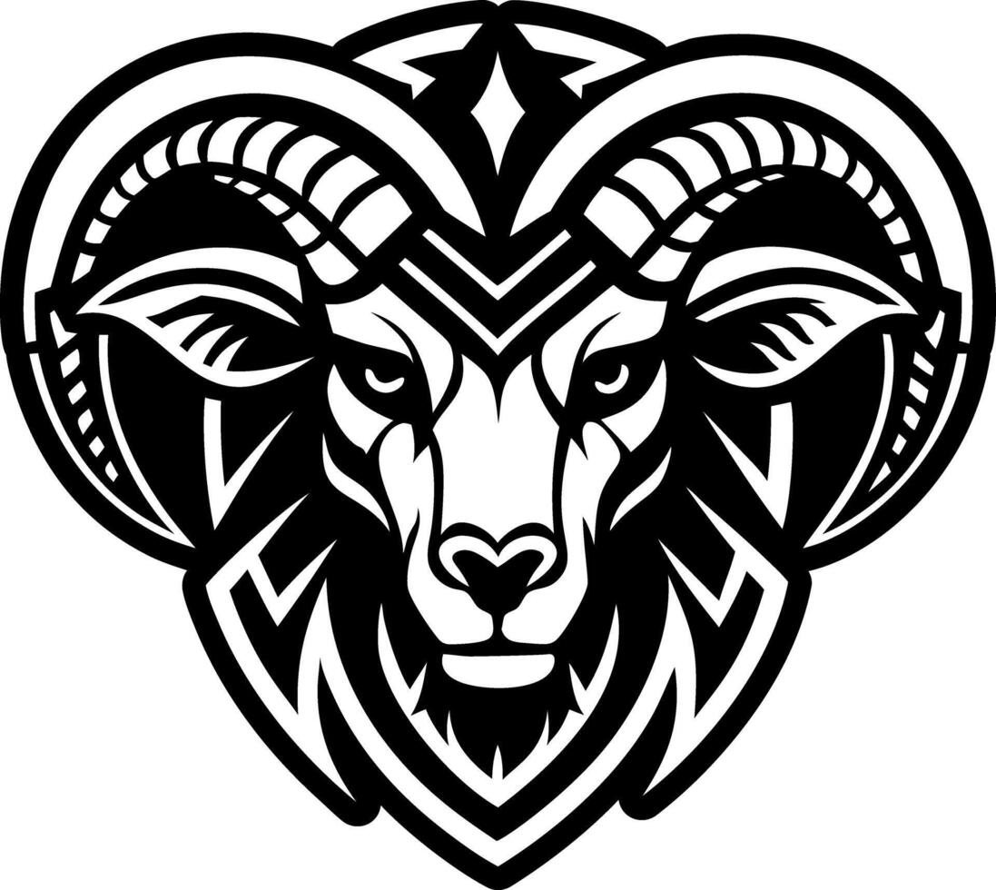 A filled style icon of ram head tattoo vector