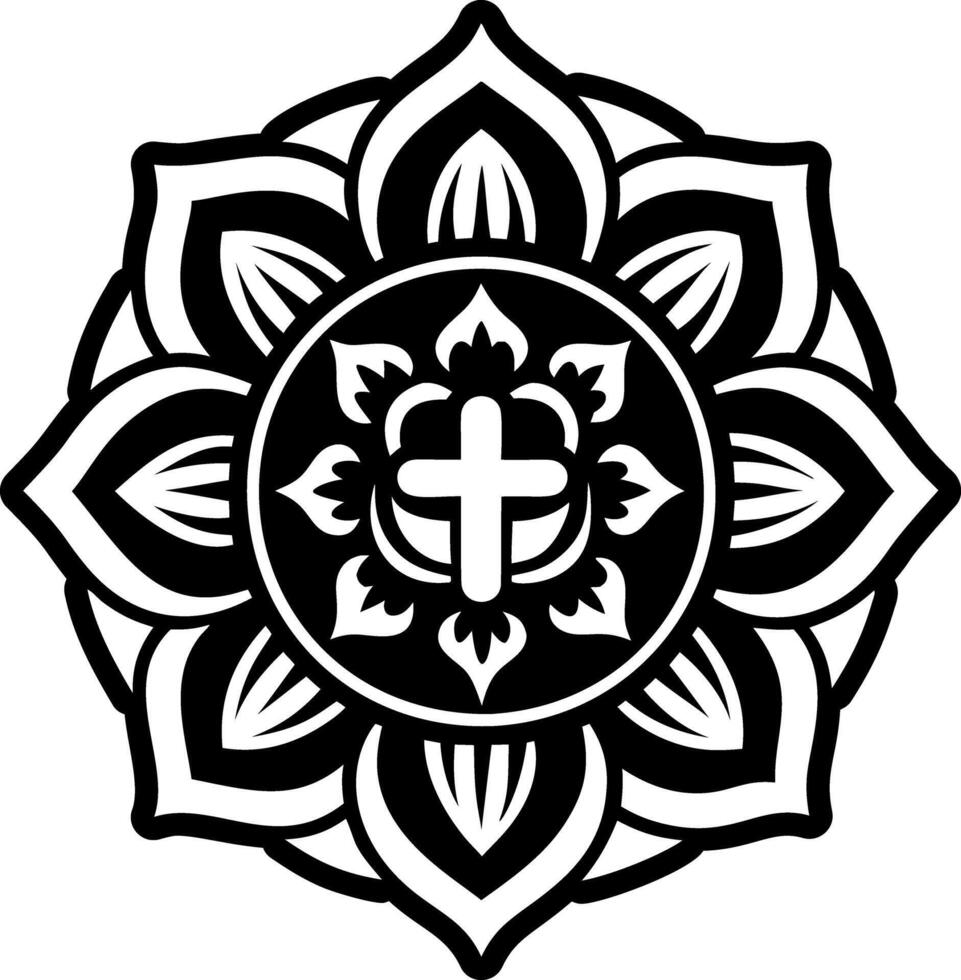 A solid style icon of holy flower tattoo vector