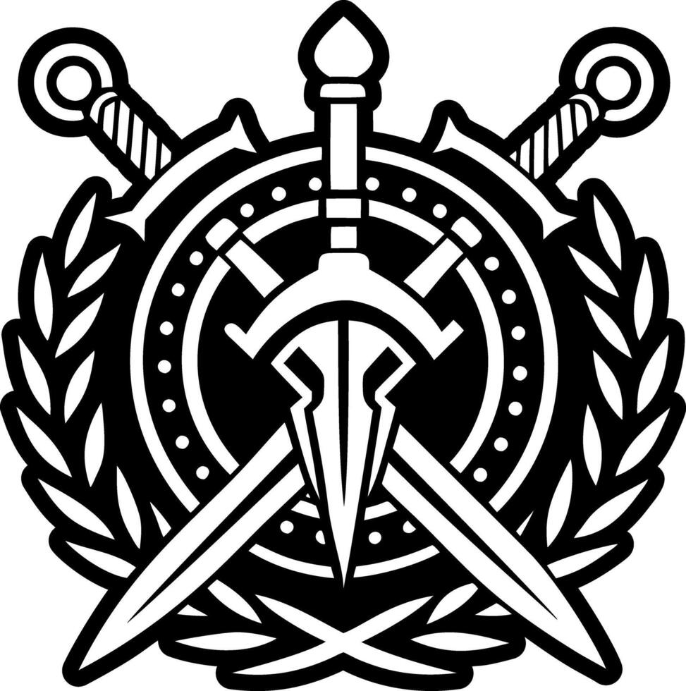 A glyph style icon of crosses swords tattoo vector