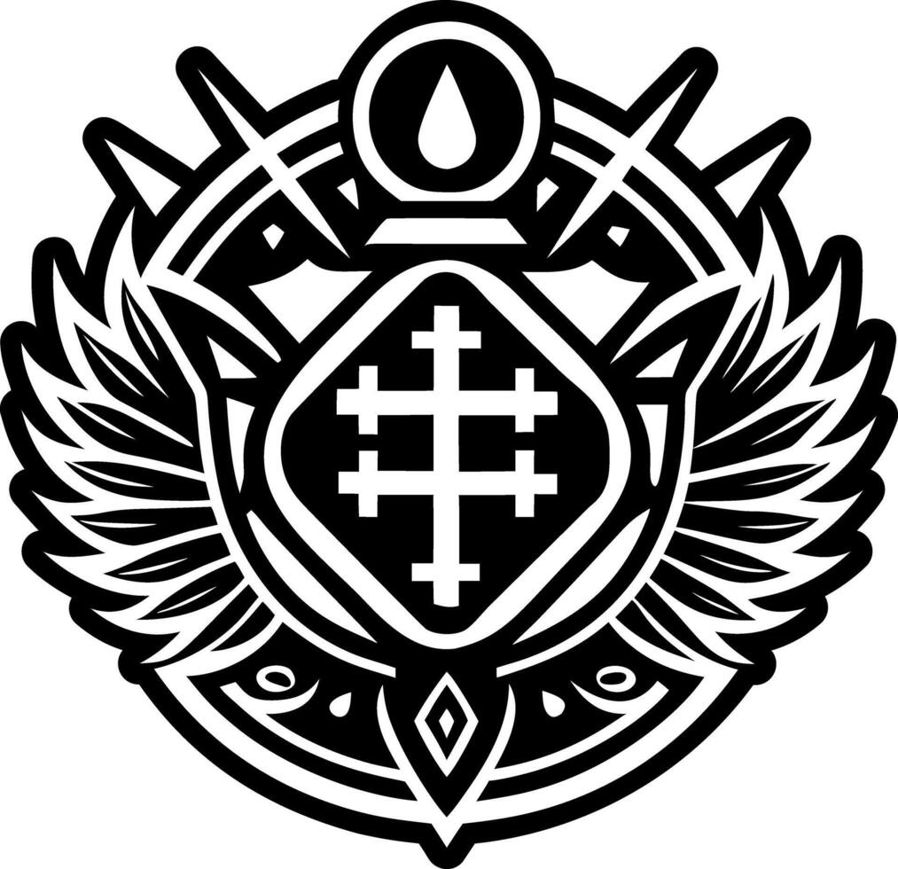 A glyph style icon of angelic symbol tattoo vector