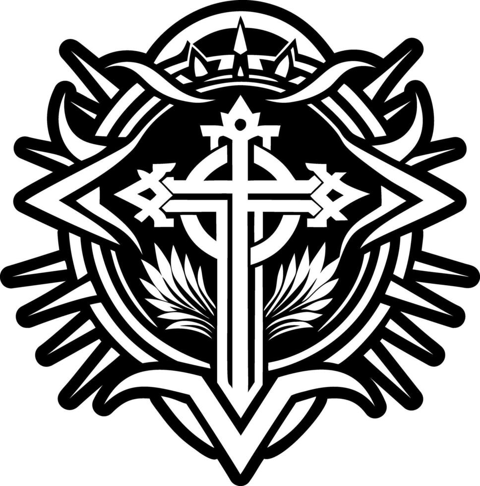 A solid style icon of calvary cross symbol vector