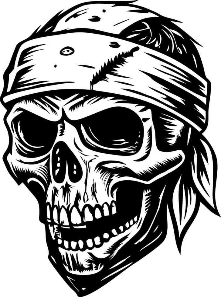 A sketchy style illustration of a skull bandana vector