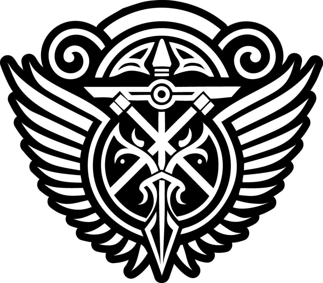 A solid style icon of quirinus wings tattoo vector