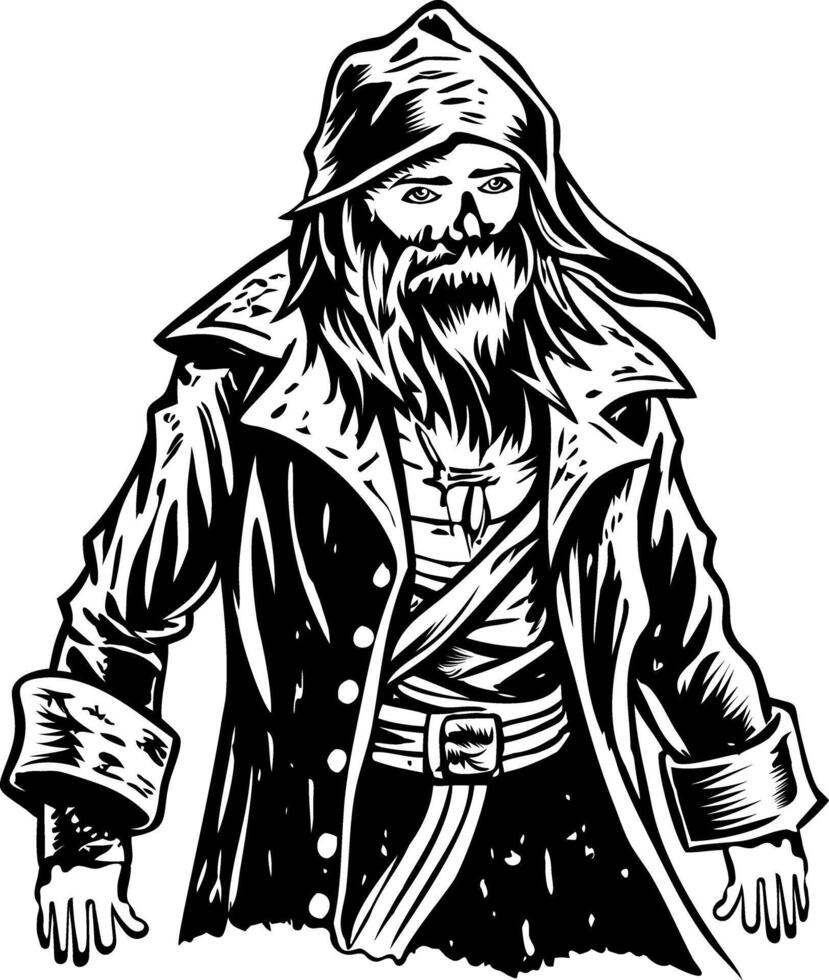 A vintage style illustration a pirate character vector