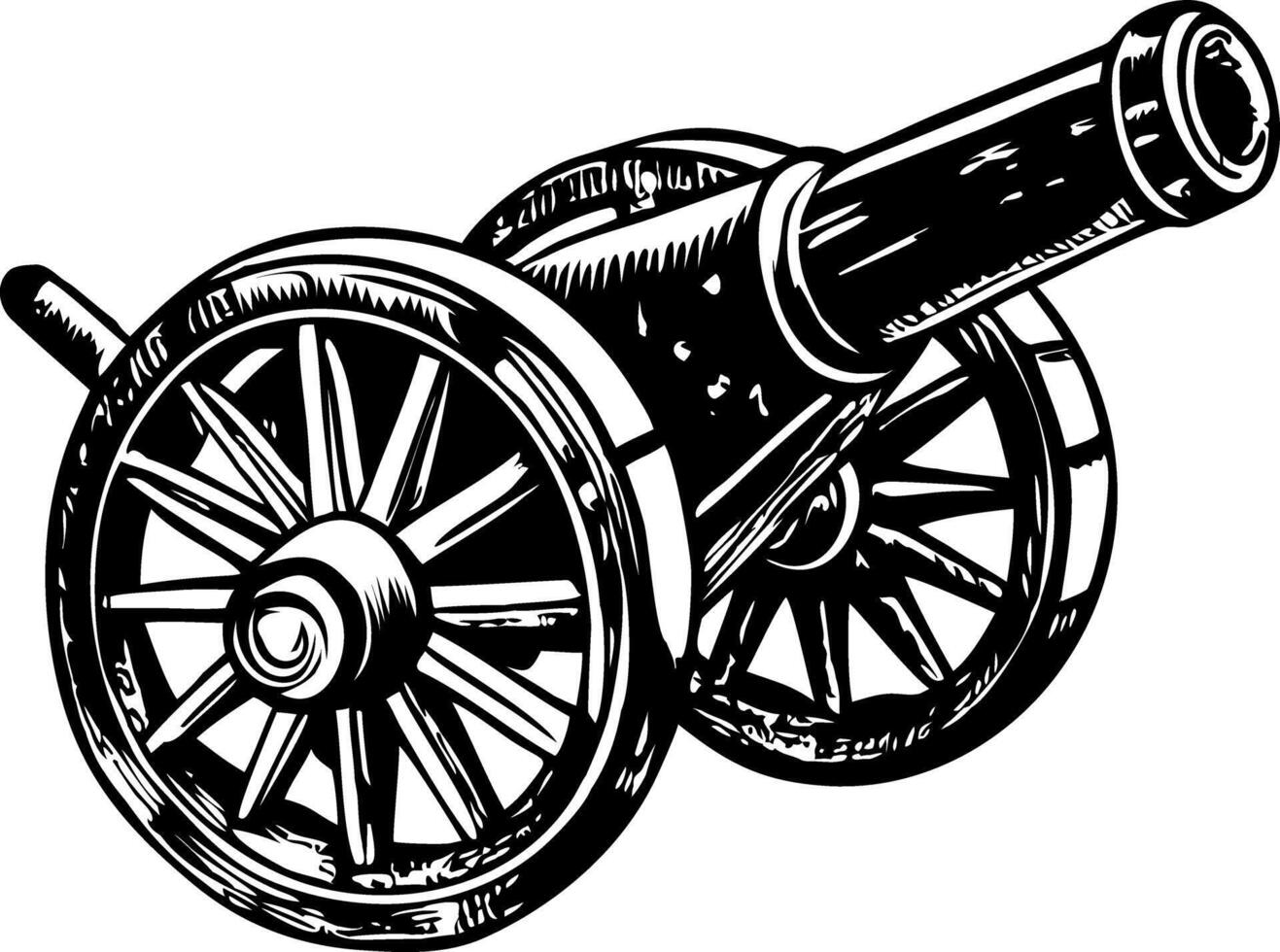 A glyph style illustration of a cannon weapon vector
