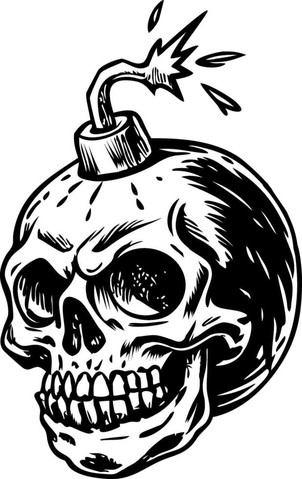 A vintage style illustration of a skull bomb vector