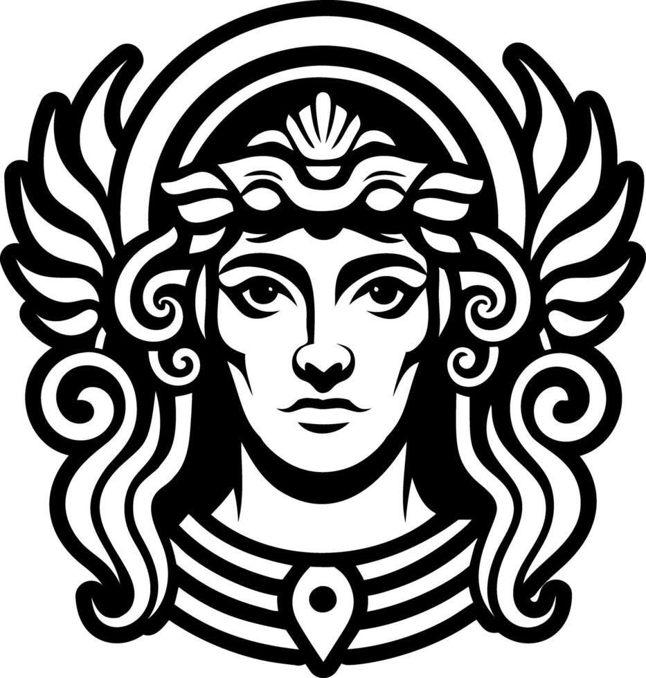 A solid style icon of minerva goddess symbol vector