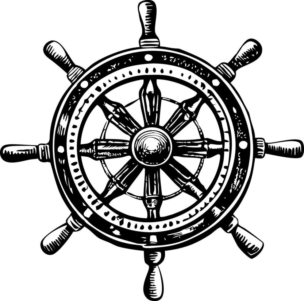 A vintage style illustration of a ship wheel vector