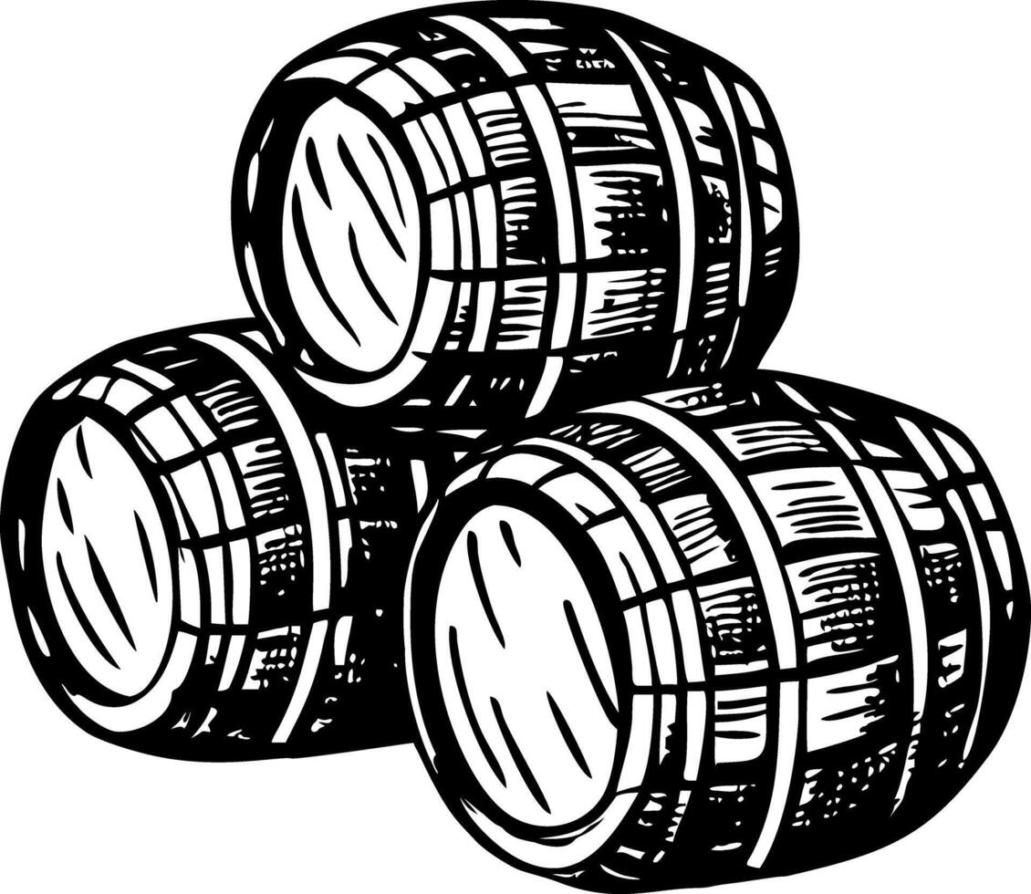 A vintage style illustration of rum barrels vector