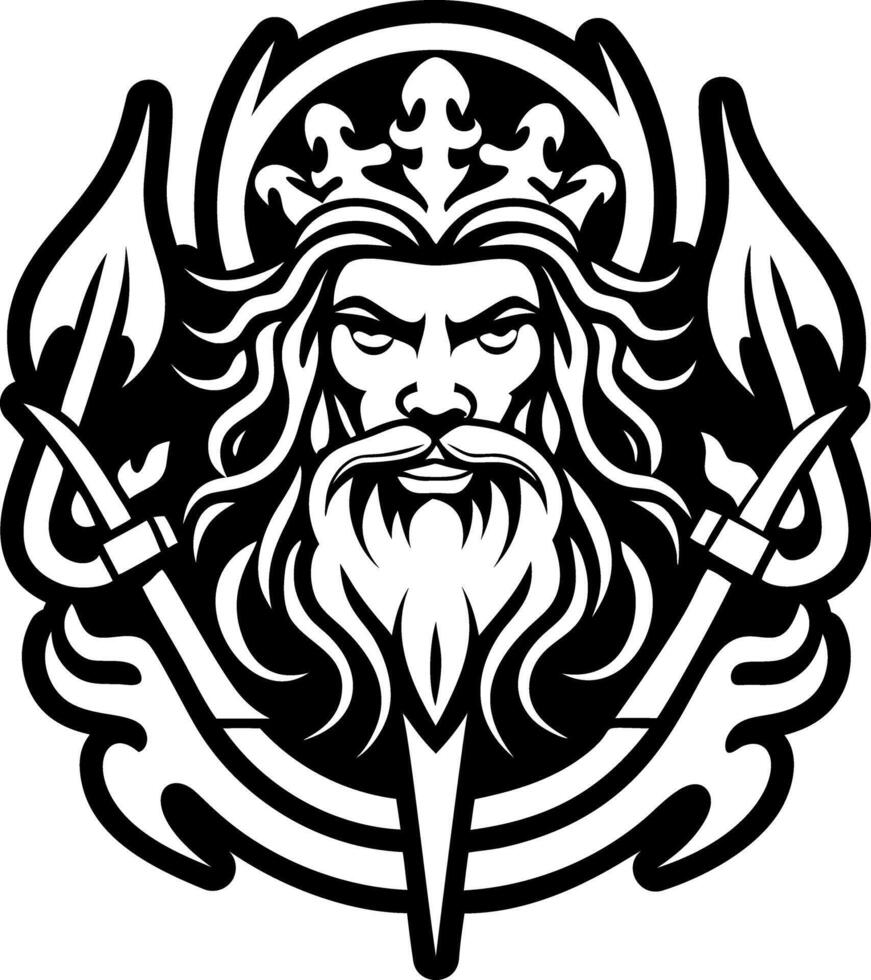 A filled style icon of neptune god tattoo vector