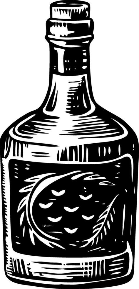 A vintage style illustration of a rum bottle vector